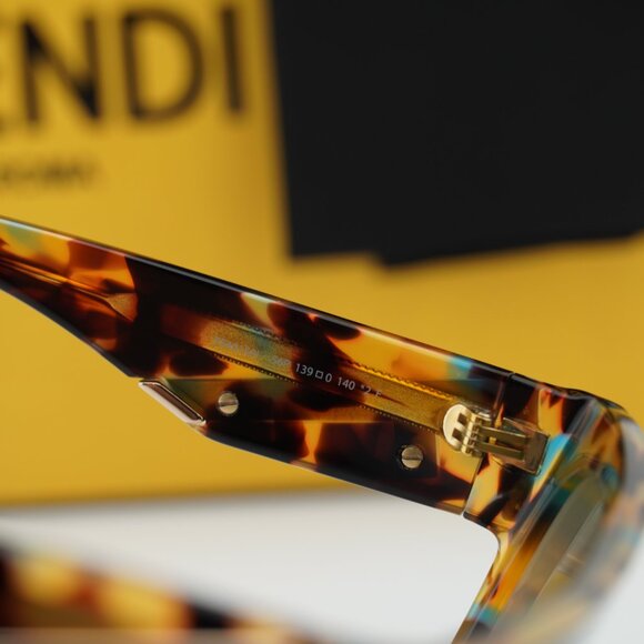 Fendi FE40150I 56P Shield Sunglasses - Shiny Havana/Green Gradient main image 2